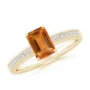 Angara Octagonal Citrine Cocktail Ring With Diamonds In Yellow Gold/golden