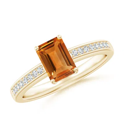 Angara Octagonal Citrine Cocktail Ring With Diamonds In Gold