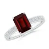 Angara Octagonal Garnet Cocktail Ring With Diamonds In White Gold/medium Red
