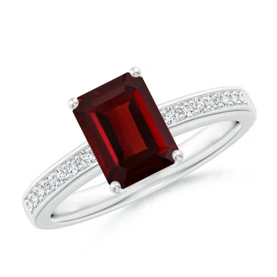 Angara Octagonal Garnet Cocktail Ring With Diamonds In Metallic