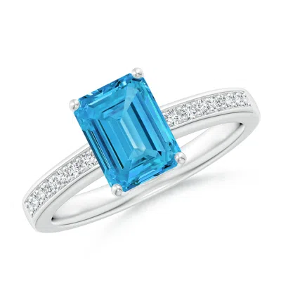 Angara Octagonal Lab-grown Fancy Intense Blue Diamond Cocktail Ring In Green