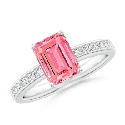 Angara Octagonal Lab-grown Fancy Intense Pink Diamond Cocktail Ring