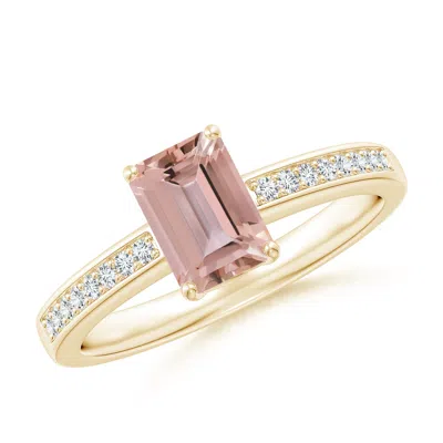 Angara Octagonal Morganite Cocktail Ring With Diamonds In Gold