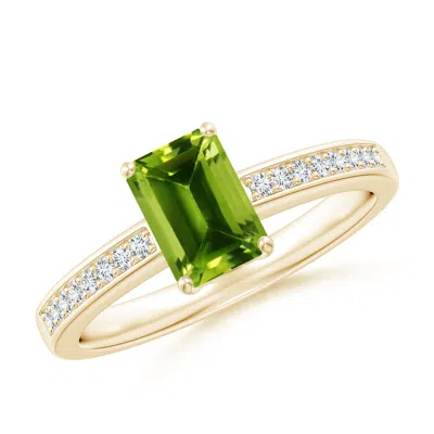 Angara Octagonal Peridot Cocktail Ring With Diamonds In Gold