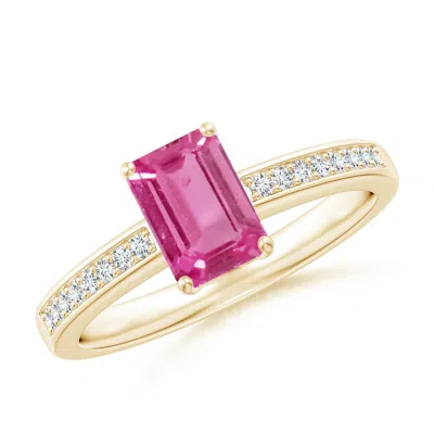 Angara Octagonal Pink Sapphire Cocktail Ring With Diamonds In Gold
