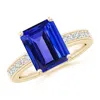 Angara Octagonal Tanzanite Cocktail Ring With Diamonds In Yellow Gold/deep Rich Violet Blue