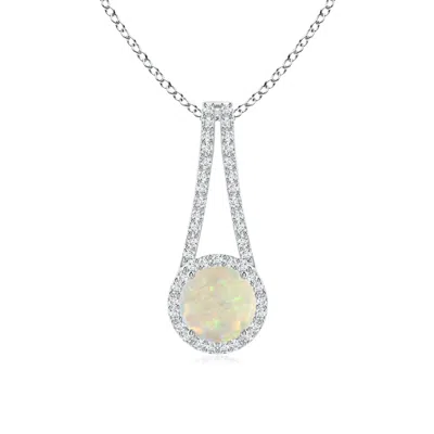 Angara Opal And Diamond Halo Inverted V-bale Pendant In Gold