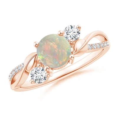 Angara Opal And Diamond Twisted Vine Ring In Gold