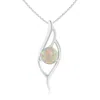 Angara Opal Angel Wing Bypass Pendant In White Gold/milky With High Play Of Colour