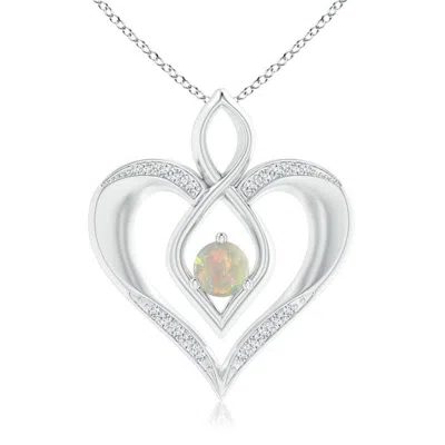 Angara Opal Infinity Heart Pendant With Diamond Accents In Metallic