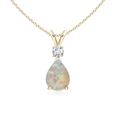 Angara Opal Teardrop Pendant With Diamond In Gold