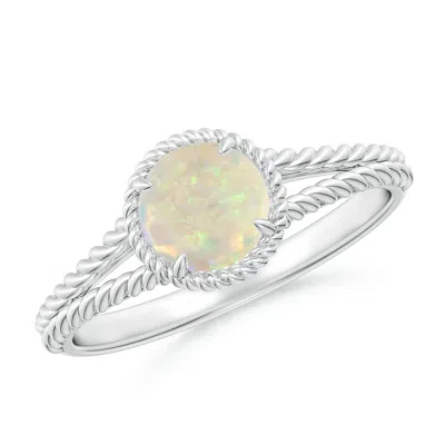 Angara Opal Twist Rope Split Shank Ring In Metallic