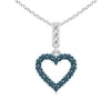 Angara Open Heart Enhanced Blue Diamond Pendant In White Gold/teal Blue