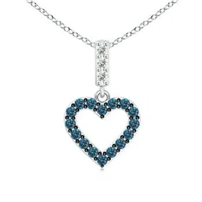 Angara Open Heart Enhanced Blue Diamond Pendant In Metallic