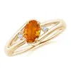 Angara Orange Sapphire And Diamond Split Shank Ring In Yellow Gold/deep Orange