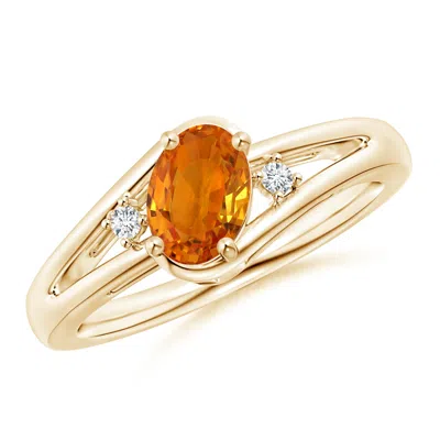 Angara Orange Sapphire And Diamond Split Shank Ring In Gold