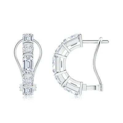 Angara Orient Express Lab-grown Emerald-cut & Cushion Diamond Half Hoop Earrings In Metallic