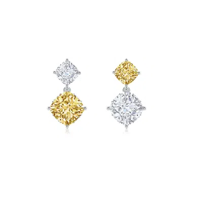 Angara Orient Express Lab-grown Yellow & White Diamond Two-stone Earrings In Gold