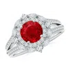 Angara Ornate Round Ruby Halo Engagement Ring In White Gold/medium Red