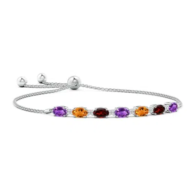 Angara Oval Amethyst Bolo Bracelet With Citrine And Garnet In Multi