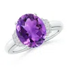 Angara Oval Amethyst Cocktail Ring With Diamond Accents In White Gold/medium Dark Purple
