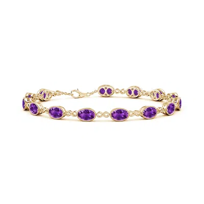 Angara Oval Amethyst Infinity Link Bracelet With Milgrain In Gold