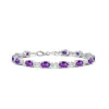 Angara Oval Amethyst Swirl Bracelet With Bezel Diamonds In White Gold/medium Dark Purple