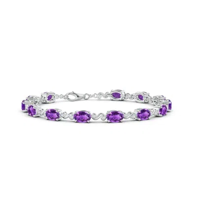 Angara Oval Amethyst Swirl Bracelet With Bezel Diamonds In Purple