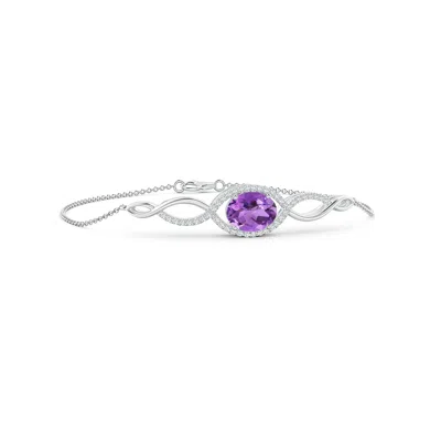 Angara Oval Amethyst Twisted Chain Bracelet With Diamonds In Purple
