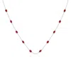 Angara Oval And Emerald-cut Ruby Station Necklace In White Gold/medium Red
