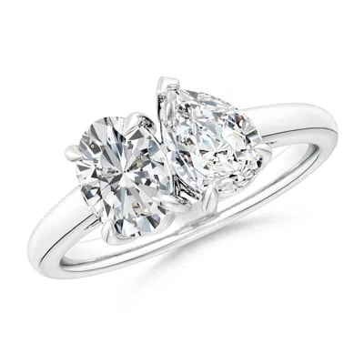 Angara Oval & Pear Diamond Two-stone Engagement Ring In Metallic