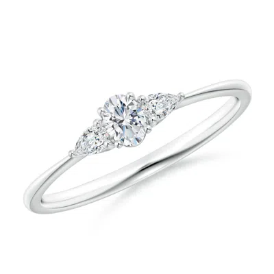 Angara Oval And Pear-shaped Diamond Three Stone Ring In Metallic