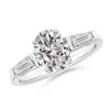 Angara Oval And Tapered Baguette Diamond Side Stone Engagement Ring In White Gold/i-j