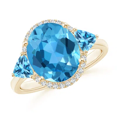 Angara Oval & Trillion Swiss Blue Topaz Cocktail Ring