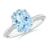 Angara Oval Aquamarine Bypass Ring With Diamond Accents In White Gold/light Swiss Blue
