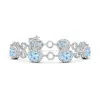 Angara Oval Aquamarine Halo Open Circle Link Bracelet In White Gold/light Swiss Blue