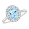 Angara Oval Aquamarine Halo Ring With Diamond Accents In White Gold/light Swiss Blue