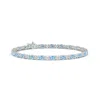 Angara Oval Aquamarine Tennis Bracelet With Diamonds In White Gold/light Swiss Blue