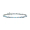 Angara Oval Aquamarine Tennis Bracelet With Gypsy Diamonds In White Gold/light Swiss Blue
