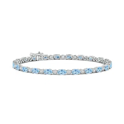 Angara Oval Aquamarine Tennis Bracelet With Gypsy Diamonds In Metallic