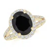 Angara Oval Black Onyx Split Shank Halo Ring In Yellow Gold
