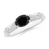 Angara Oval Black Onyx Vintage Style Ring With Diamond Accents In White Gold