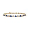 Angara Oval Blue Sapphire And Diamond Tennis Link Bracelet In Yellow Gold/medium To Rich Blue