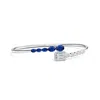 Angara Oval Blue Sapphire And Emerald-cut Diamond Open Bangle
