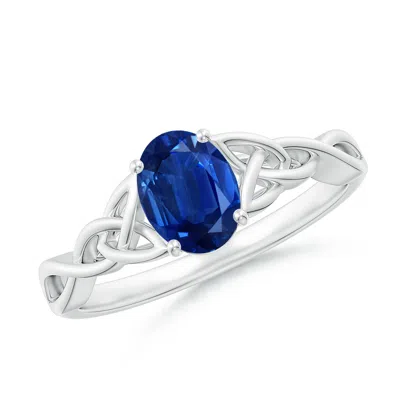 Angara Oval Blue Sapphire Celtic Knot Engagement Ring