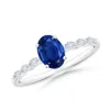 Angara Oval Blue Sapphire Engagement Ring With Marquise Diamonds In Platinum/medium To Rich Blue