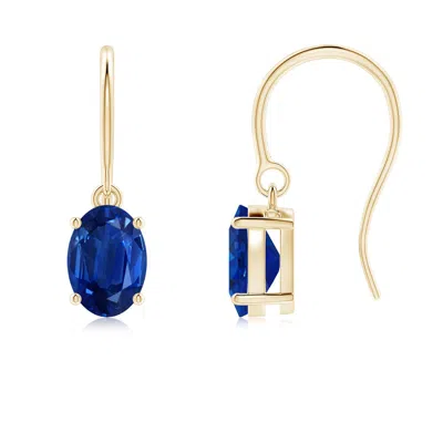 Angara Oval Blue Sapphire Solitaire Drop Earrings In Gold