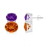Angara Oval Citrine And Amethyst Earrings In White Gold/deep Golden