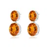 Angara Oval Citrine Dangle Earrings In White Gold/deep Golden