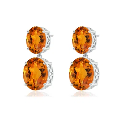 Angara Oval Citrine Dangle Earrings In Orange